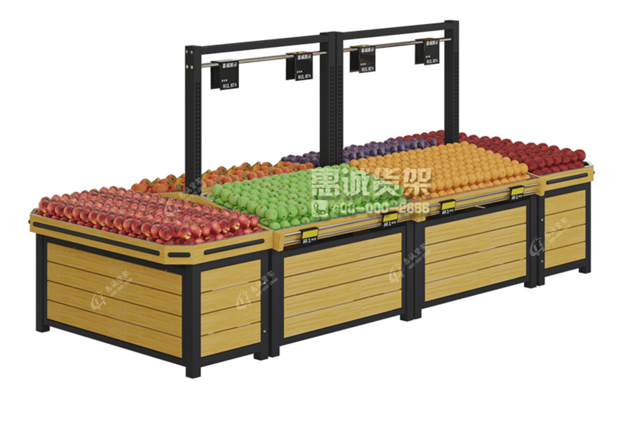 Island Design Supermarket Wooden Fruit Vegetable Gondola Display Stand For Sale