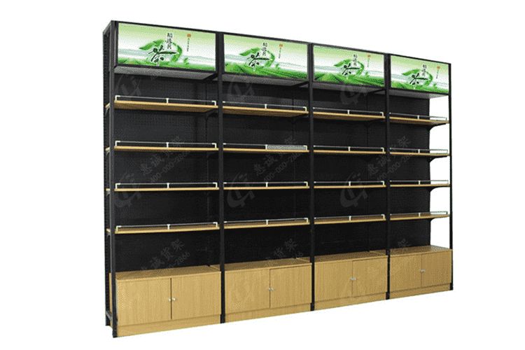 Single sided supermarket steel rack wood shelf-YS